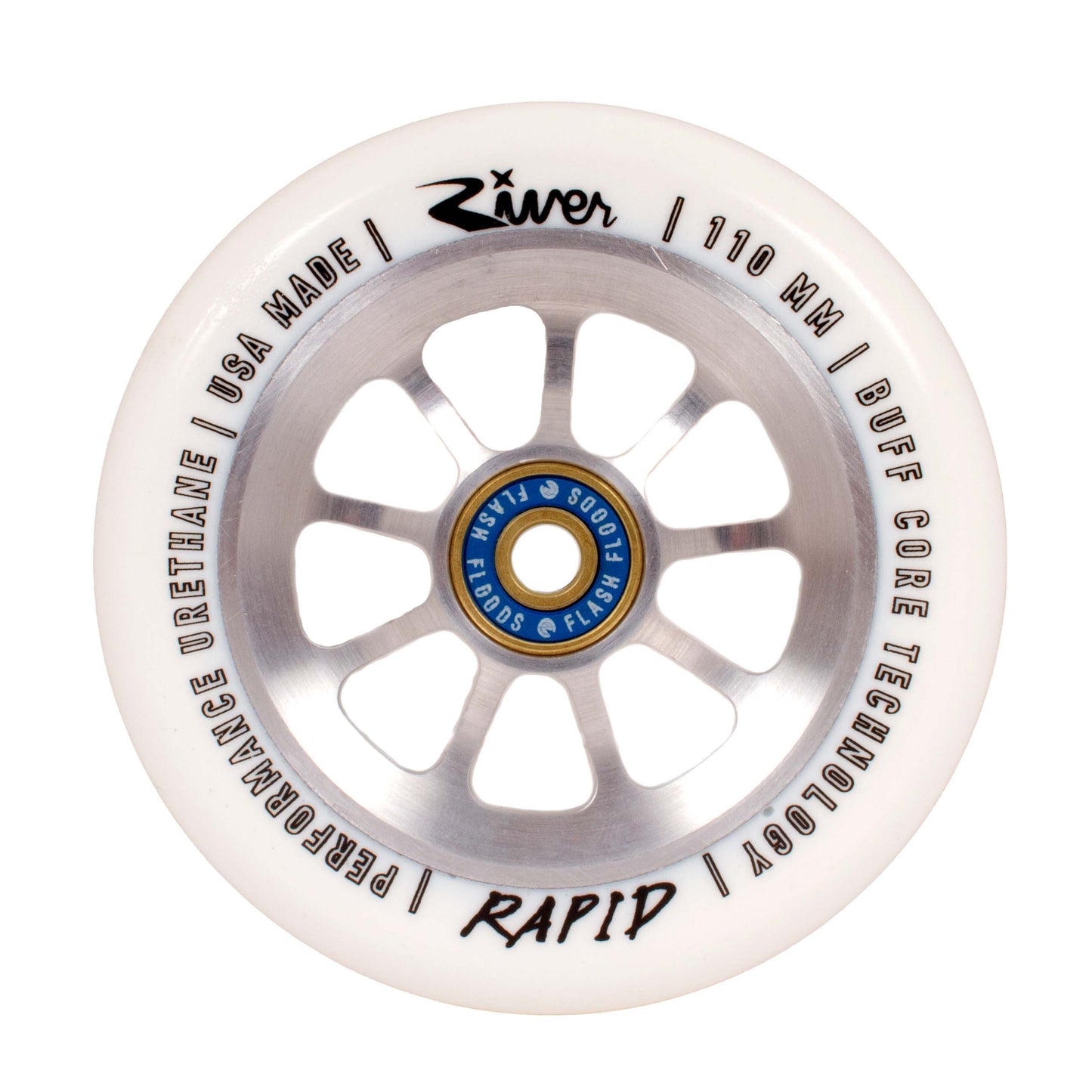 River Wheel Co – Natural “Blizzard” Rapids 110mm (White on Raw)