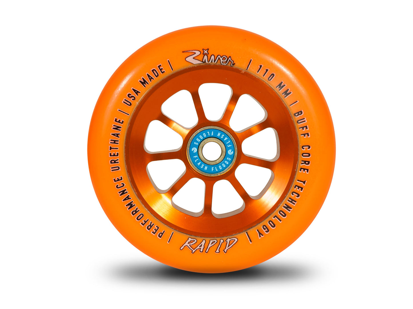 River Wheel Co – Natural “Sunset” Rapids 110mm (Orange on Orange)