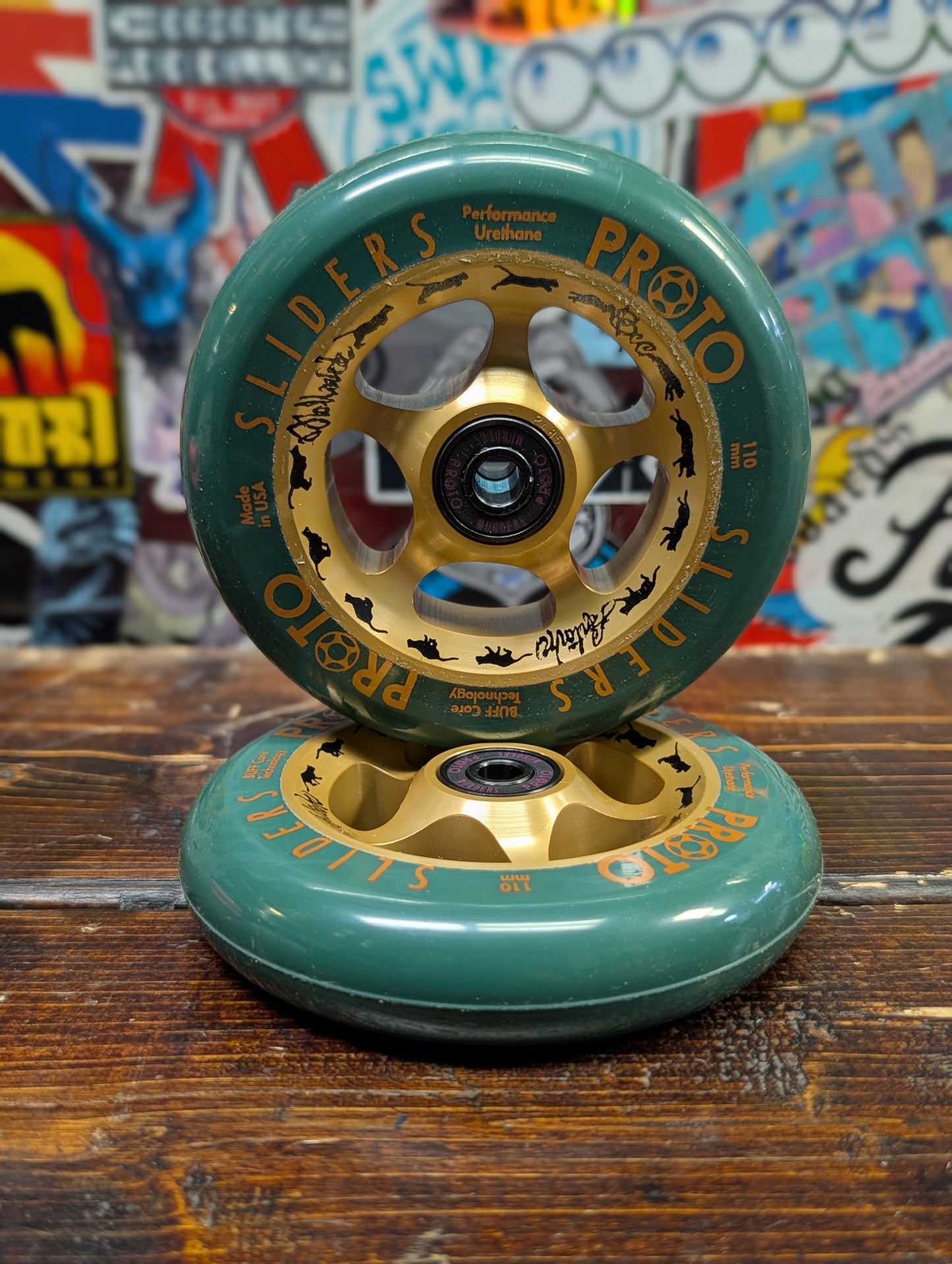 Proto - Black Cat slider wheels (forest/gold)